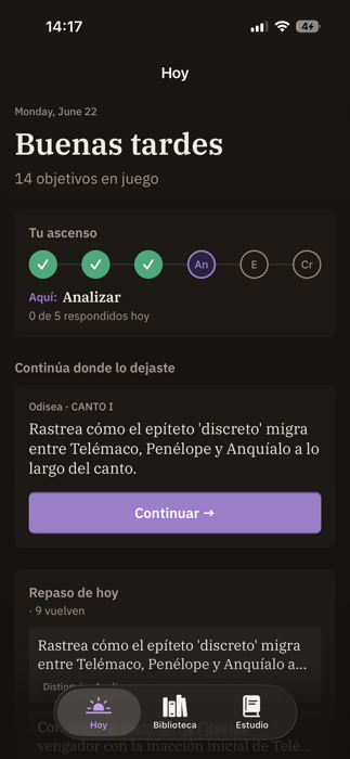 Marina Method iOS app, the Today home screen